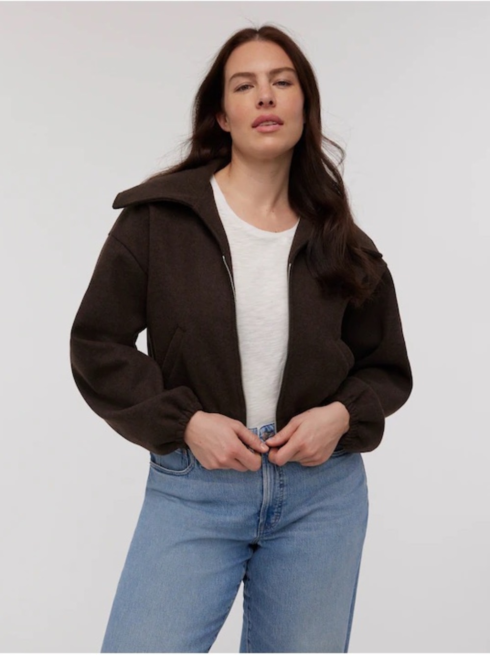 Madewell Brown Women's Hooded Zip Jacket - Classic Casual